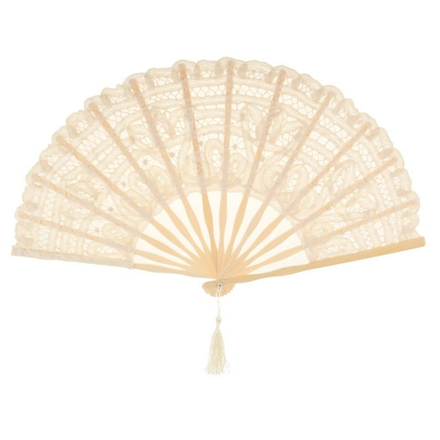 Accesorio de Disfraces Clásico BLESIY Ventilador de Encaje Plegable Beige BLESIY Ventilador de encaje de la boda