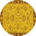 thumbnail image 1 of Ahgly Company Machine Washable Indoor Round Oriental Yellow Traditional Area Rugs, 8' Round, 1 of 4