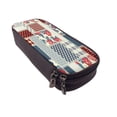 thumbnail image 6 of Lsque Patchwork In Country Style Printed Big Capacity PU Leather Pencil Case Large Pencil Pouch Stationery Pen Bag Pencil Holder for Teen, 6 of 6