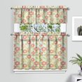 thumbnail image 2 of Flower Kitchen Curtain Valance 3 Piece Set Short Curtain Sink Window Decor 36 Inch Small Window Treatment Tier 27.5x36 Length, 2 of 6