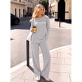 thumbnail image 5 of MOYIKO Two Piece Lounge Sets for Women Casual Lace Pajamas Set Wide Leg Pants Winter Matching 2 Piece Outfits Trendy Clothes, 5 of 7