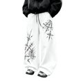 thumbnail image 3 of ibiyuan Men's Y2k Spiderweb Graphic Baggy Sweatpants Elastic Waist Wide Leg Active Track Pants Streetwear, 3 of 7