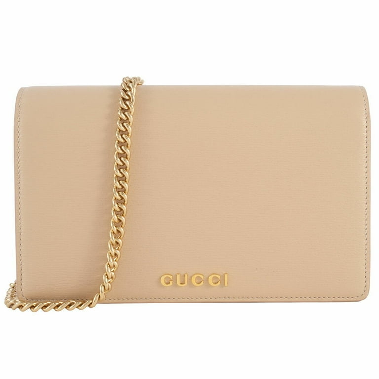 Pre-Owned Gucci Chain Wallet Shoulder Bag 772643 Leather Pale