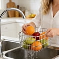 thumbnail image 2 of 304 Stainless Steel Wire Mesh Colander, Square Fruit Basket for Countertop Storage, 5.1-Inch Ventilated Drain Basket for Vegetable Organizer, 2 of 6