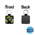 thumbnail image 4 of Flat Coated Retriever Dog Puppy Photo Faux Leather Square Keychain, 4 of 7