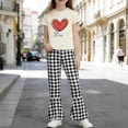 thumbnail image 3 of Stamzod 2 Piece Outfits for Girls Love Printed Short Sleeve T-Shirt and Flared Pants Lounge Set Girls Summer Clothes Black 3-4 Years, 3 of 9