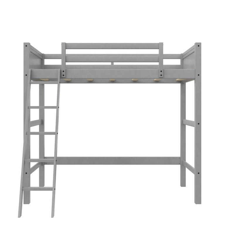 Your Zone Kiarah Twin Loft Bed with Ladder, Gray - Walmart.com