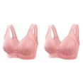 thumbnail image 1 of (2-Pack) 2025 Womeny Lace Front Womens Wireless Bra Button Shaping Cup Shoulder Women Bras Plus Size Front Closure Strap Large Size Underwire, 1 of 3