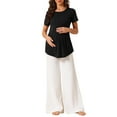 thumbnail image 2 of INSPIRE CHIC Camisetas de dormir para mujeres, casuales, de cuello redondo, de manga corta, camiseta de loungewear, M negro, 2 of 6