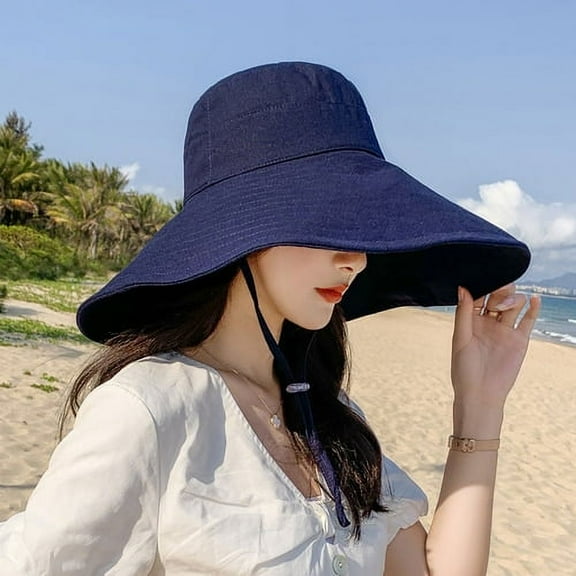 SikaFu Japan and South Korea Big Brim Hat Women's Spring and Summer Foldable Travel Sun Hat Sun Hat Solid Color Casual Fisherman Hat