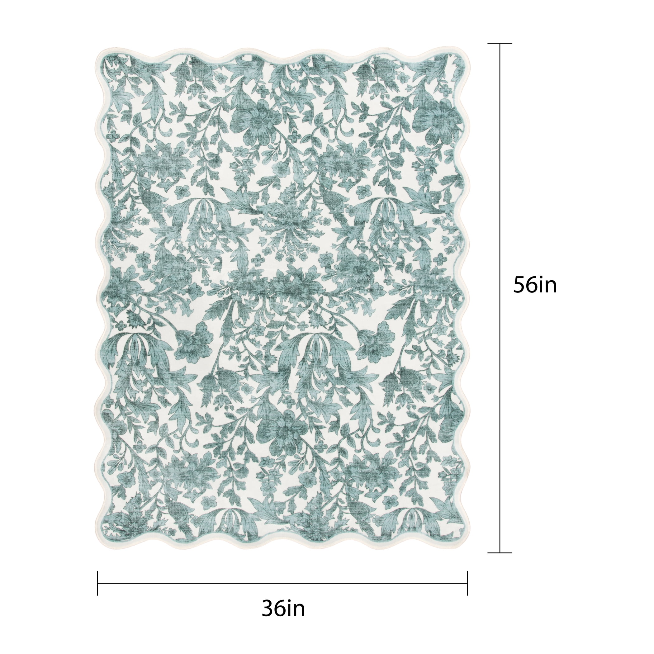 Mainstays 36"x56" Green Feather Faux Fur Scalloped Indoor Accent Rug
