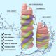 thumbnail image 2 of - Botella de agua plegable con estilo para niños con clip de mosquetón, camuflaje rosa, 2 of 5