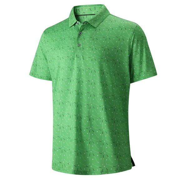 Damipow Mens Golf Shirt Short Sleeve Printed Performance Moisture Wicking Dry Fit Polo Shirts for Men