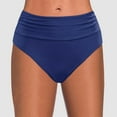 thumbnail image 2 of vigerkar Women's High Waisted Bikini Bottoms Tummy Control Ruched Bathing Suit Swim Bottom Navy, S, 2 of 6
