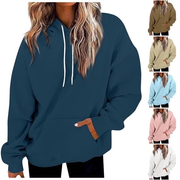 Fall Winter Fashion Sweatshirts For Women Casual Long Sleeve Loose Pockets Gradient Printed Navy Hoodie Pullover 2025 Sizes S-2XL
