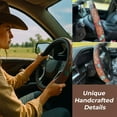 thumbnail image 2 of Sinyiin Artistic Hand Daubed Leather Steering Cover Western Plan Strengthened Grip Management Easy Arrange Global Size, 2 of 7