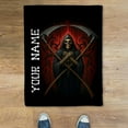 thumbnail image 3 of Personalized Grim Reaper Blanket – Custom Name Skull Flame Fleece & Sherpa Throw, Gothic Horror Blanket Gift for Men and Women, 3 of 4