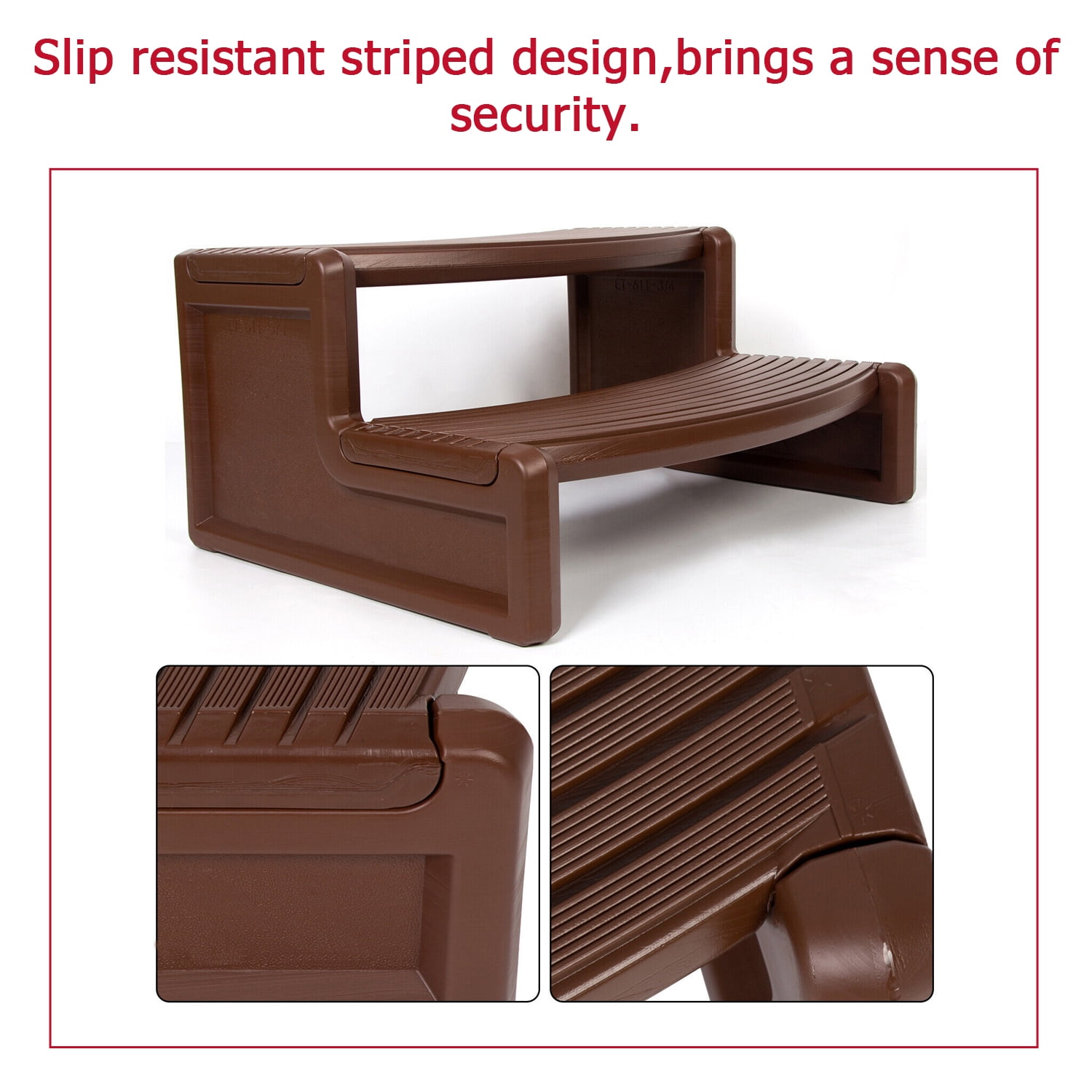 HECASA Spa Step Hot Tub 2-Step Universal Outdoor Indoor Step Stool Pool Ladder Plastic Handi Step Slip Resistant Striped