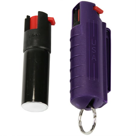 Pepper Spray with Hard Case Key Ring Belt Clip - Purple (0.5