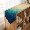 thumbnail image 4 of Blue Brown Abstract Table Runner Linen Burlap Table Runner 108 Inches Long Boho Ombre Tile Mottled Modern Art Dresser Scarves for Kitchen Island Coffee Dining Room Party Holiday Decoration 13"x108", 4 of 8