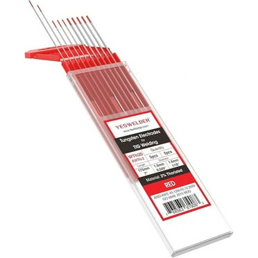 YESWELDER TIG Welding Tungsten Electrode 2% Thoriated 5pk .040" & 5pk 1/16" by 7" Assorted-size (Red, EWTh-2)