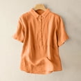 thumbnail image 2 of Sentmoon Linen Tops for Women Collar Relaxed Spring Outfits for Women 2025 with Button Short Sleeve Summer Shirts Lightweight for Music Festival Orange XL, 2 of 6