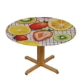 thumbnail image 3 of Nawypu  Round Fitted Tablecloth Cute Fruits Lemon Strawberry Table Cloth with Elastic Edged Waterproof Wipeable Round Table Cover for Patio Parties Outdoor Decor, 3 of 7