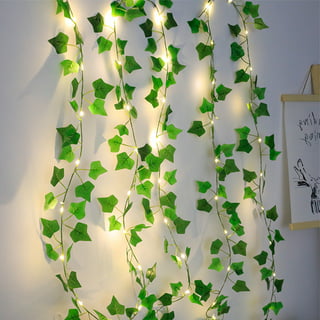 12 Pack Fake Vines for Room Decor with 100 LED String Light Artificial Ivy  Garland Hanging Plants Faux Greenery Leaves Bedroom Aesthetic Decor for  Home Garden Wall Wedding 12pcs With 100le 
