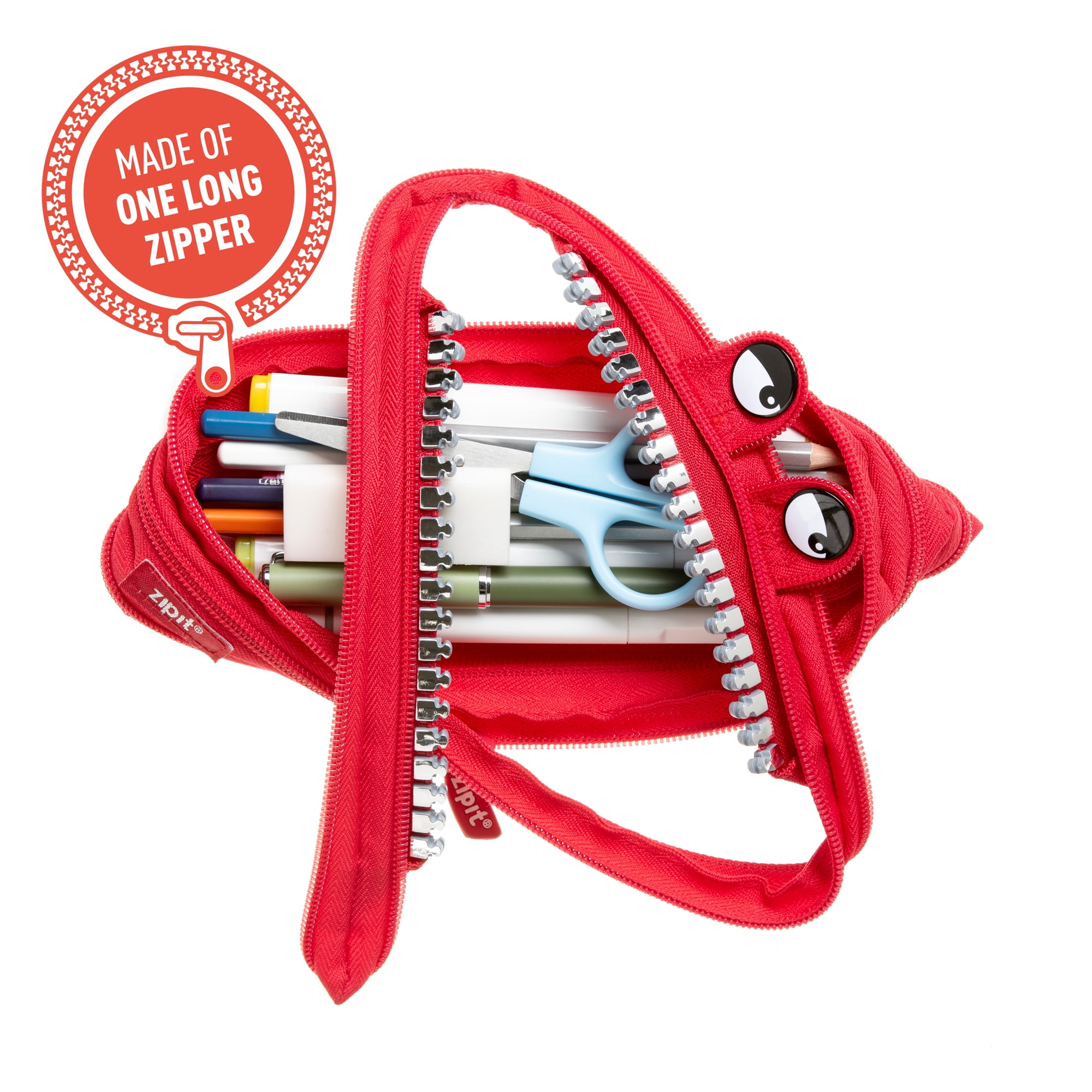 ZIPIT Grillz Pencil Case for Kids, Cute Pencil Pouch for Boys & Girls (Red)