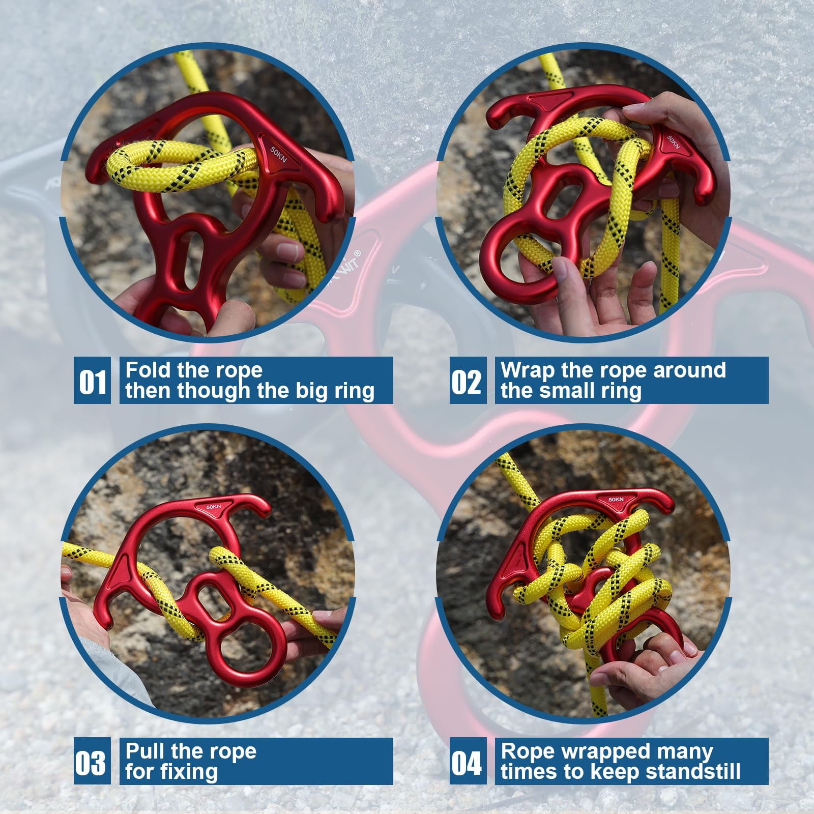 50 KN Rescue Figure 8 Descender Large Bent Ear Belaying and Rappelling Gear Belay Device Climbing for Rock Climbing Peak Rescue