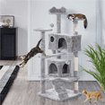 thumbnail image 6 of Yaheetech 53.9''H Cat Tree Condo with Scratching Post Tower, Light Gray, 6 of 12