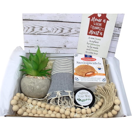 Perfect Housewarming Gift Basket for New Home | Hostess House Warming Gift for Couple Gift for Women of Home dÃ©cor and Snacks, Welcome Family to a New Home
