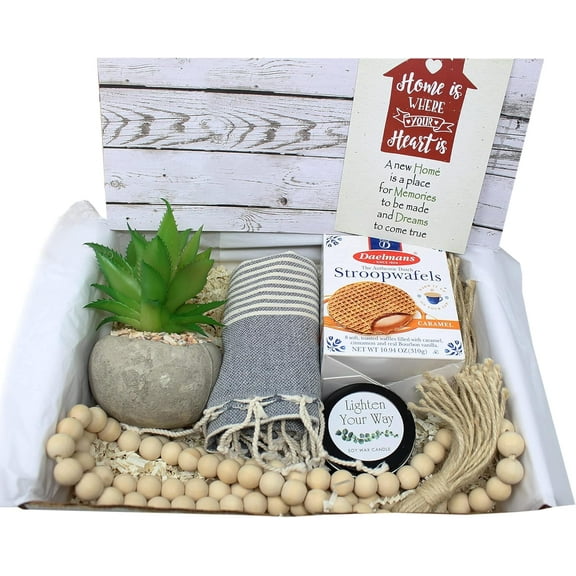 Perfect Housewarming Gift Basket for New Home | Hostess House Warming Gift for Couple Gift for Women of Home dÃ©cor and Snacks, Welcome Family to a New Home