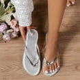 thumbnail image 5 of Beach Flip Flops for Women 2025 Fashion Casual Silver Outdoor Dress Flat Slides Slippers Summer Beach Slip on, 5 of 7