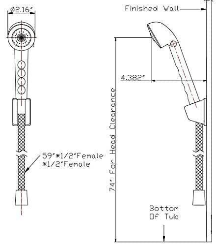 Dura Faucet DF-SA130-WT RV Economical Shower Head and 60-inch Hose Kit - Water-Saving Trickle Switch (White)