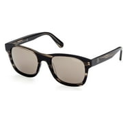 Sunglasses Moncler ML 0192 48L Shiny Striped Licorice / Roviex Lenses W. Gunmeta