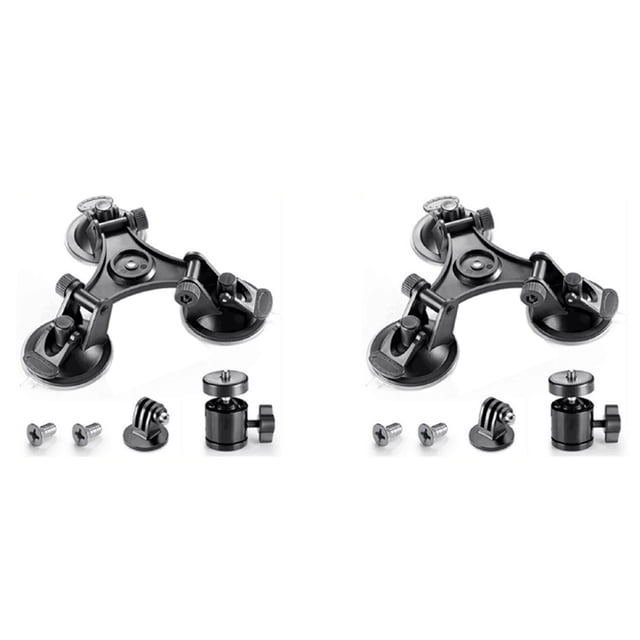 2X Car Holder Triple Vacuum Suction Cup Mount for Osmo Pocket Camera Stabilizer Accessory with Expansion Adapter