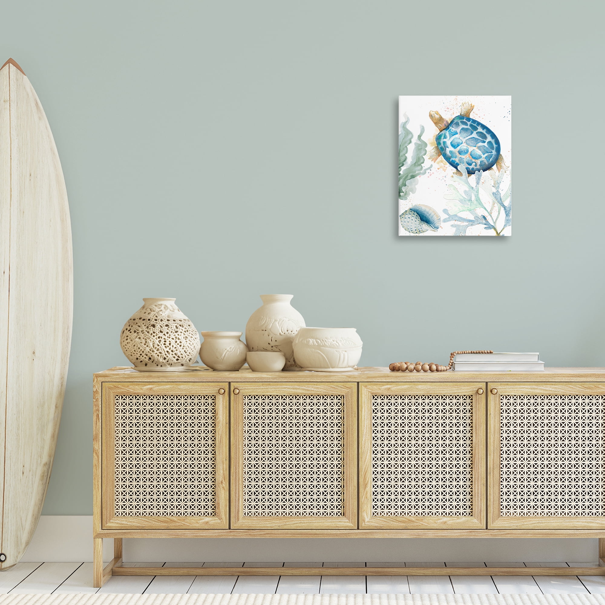 Stupell Industries Speckled Turtle & Coral Animals & Insects Painting Gallery Wrapped Canvas Art Print Wall Art, 16 x 20