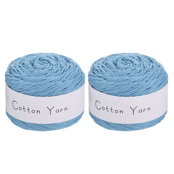 Uxcell 2 Skein Cotton Yarn, 100% Cotton Chunky Yarn for Hand Knitting, Blanket Yarn for Crocheting Each of 208g/7.34oz(Per Skein 150m/164 Yard)/Sea Blue