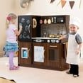 thumbnail image 2 of Costway Kid’s Pretend Play Kitchen Toddler Kitchen Playset with Blackboard Brown, 2 of 11