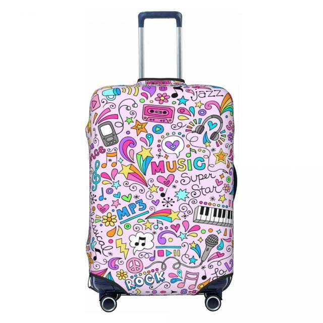 Colorful Music Musical Notes Suitcase Cover Elastic Travel Luggage Covers for 18-32 inch