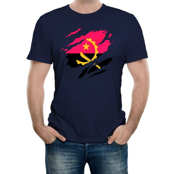Torn Angola Flag Men's Graphic T-Shirt | Angolan National Pride Tee