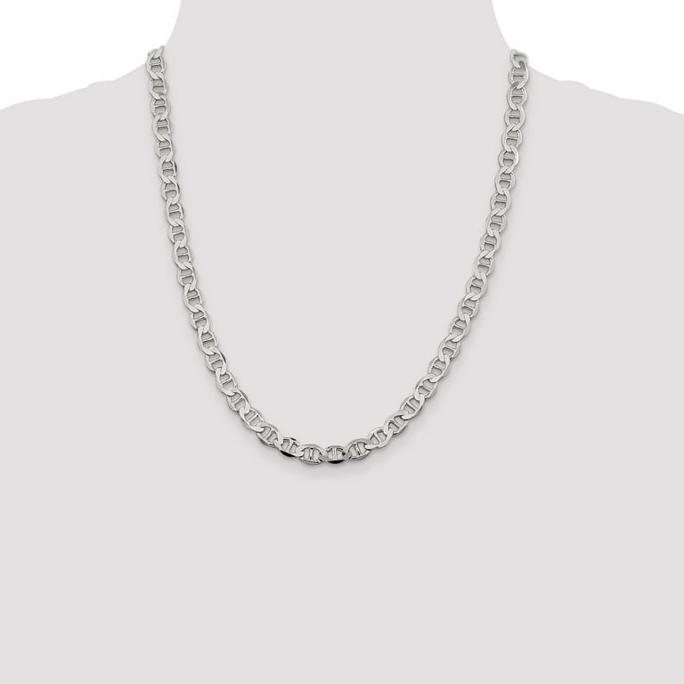 925 Sterling Silver Anchor Chain Styles Necklace 8.9 mm Flat 22