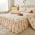 thumbnail image 4 of Lace Ruffle Edge Printed Bed Skirt Flower Pattern Quilted Thickened Bed Cover Three Piece Non Slip Dustproof Bedding Set, 4 of 6