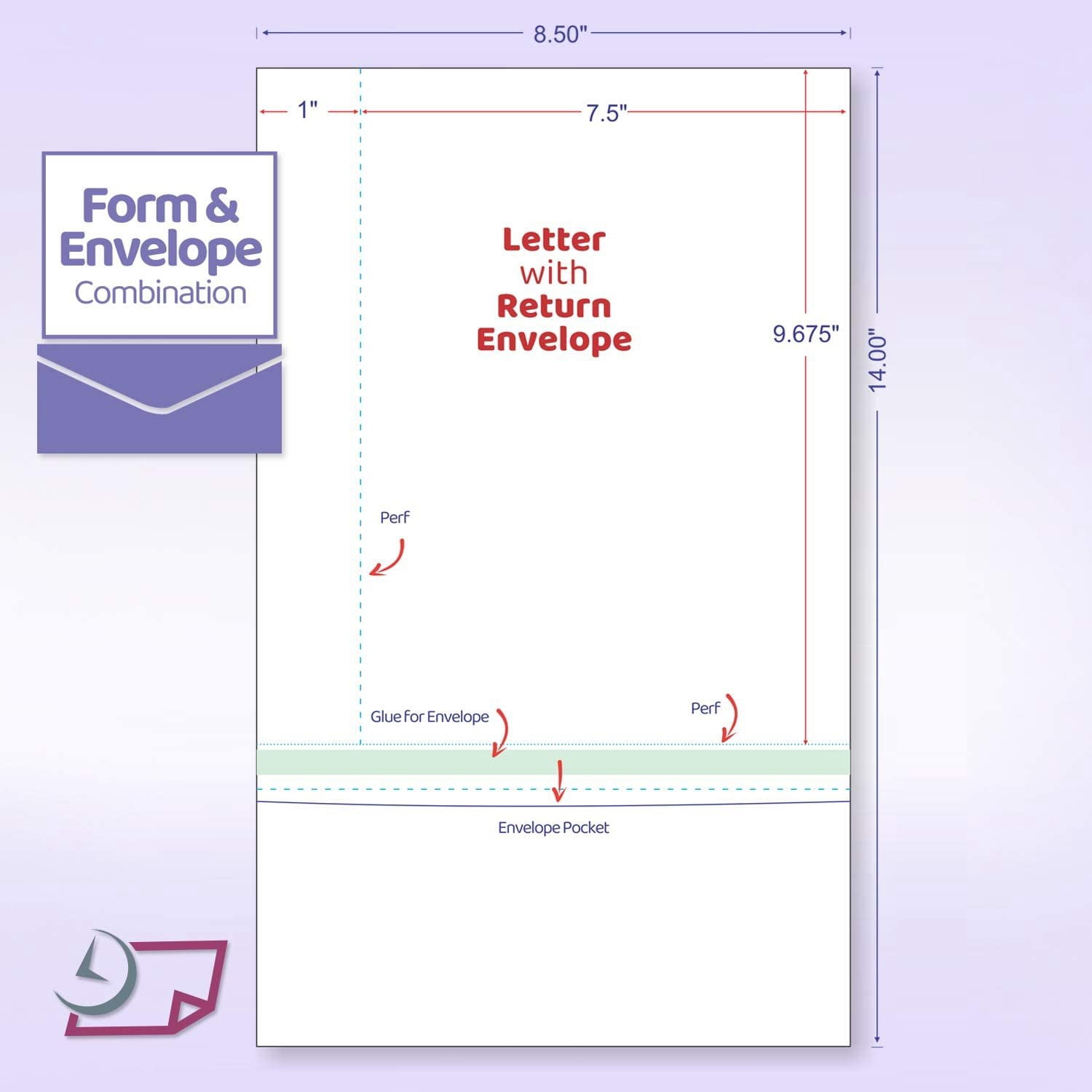 8-1/2 x 14" Form & Envelope Combination Pack of 250