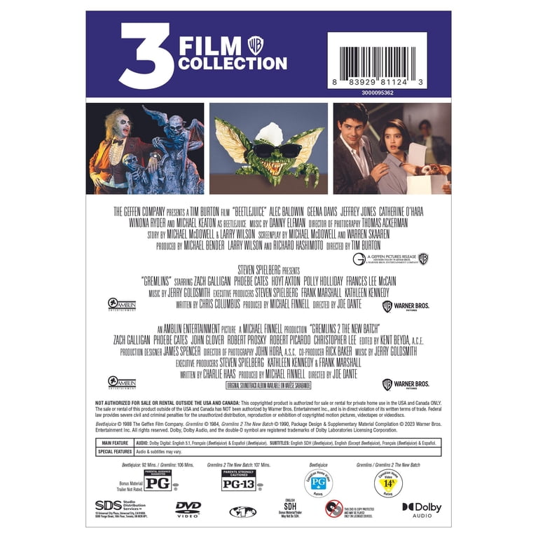 Beetlejuice / Gremlins / Gremlins 2 (DVD), Comedy, Warner Bros