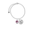 thumbnail image 2 of Delight Jewelry Silvertone Wide Hot Pink Zebra Print Band Spinner - Domed Thank You Charm Bracelet, 6"+2", 2 of 5