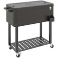 thumbnail image 1 of Chariot-bar Refroidisseur de Boissons d'Extérieur de 67 Qt avec Roues Roulantes, Coffre à Glace Isolé Gris avec Tablette de Rangement Inférieure et Ouvre-Bouteille Intégré pour Patio, Jardin et Fêtes BBQ, 1 of 7