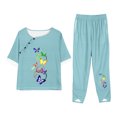 thumbnail image 1 of Qiopertar Ensemble Mode Femme Imprimé Décontracté Ample Col Rond Manches Courtes Haut Pantalon Deux Pièces Liquidation Livraison Gratuite Offres de la Semaine Liquidation, 1 of 5