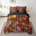 thumbnail image 2 of Manfei Chic Gold Leaf 7pcs Bedding Comforter Set,Modern Marble Aesthetic Queen Bedding Sets,Honeycomb Hexagon Print Queen Sheet Sets For Adults,Luxury Bedroom Decor Reversible, 2 of 8